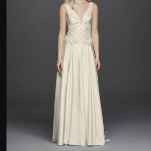 Satin A-Line Lattice Bodice Ivory Wedding Dress